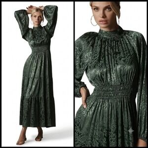 Anthropologie Womens Somerset Victorian Maxi Dress XXS Green Dark Romantic XXS